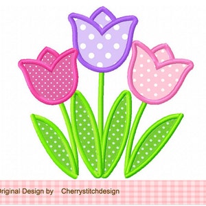 Stickerei Tulpen Maschinenstickerei Applikation