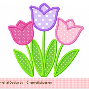 Embroidery design Tulips Machine Embroidery Applique - 4x4 5x5 6x6"