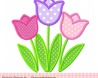 Embroidery design Tulips Machine Embroidery Applique - 4x4 5x5 6x6"