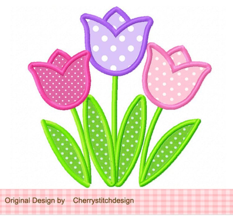 Embroidery design Tulips Machine Embroidery Applique 4x4 5x5 6x6 image 1