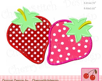 Strawberries applique, Fruist Machine Embroidery Design