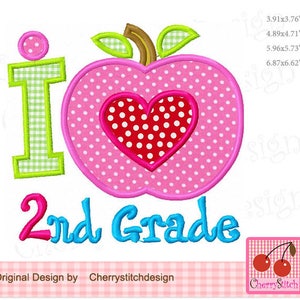 I Love 2nd Grade Back to School Machine Embroidery Applique