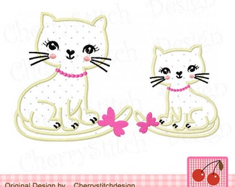 Kitty Two Kitty cats Machine Embroidery Designs - 5x7 and 6x10 inch