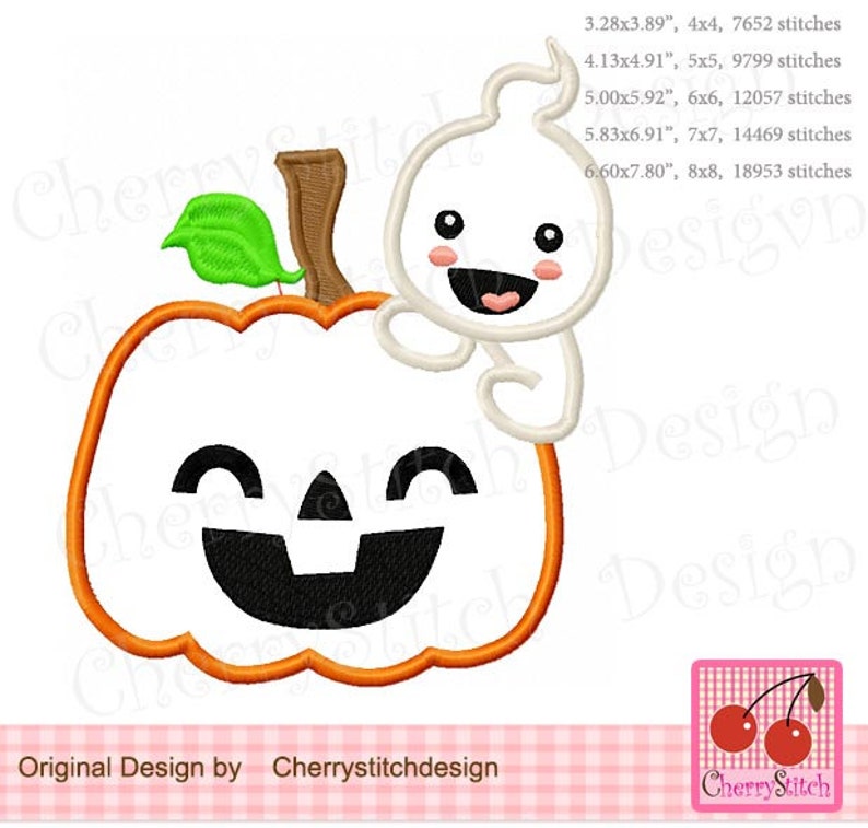 Halloween Ghost Pumpkin Smiling face Pumpkin Machine Embroidery Applique Design HL0155