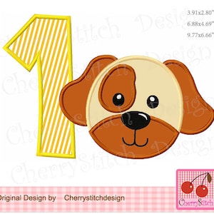 Puppy number 1 Dog Number 1 Machine embroidery applique