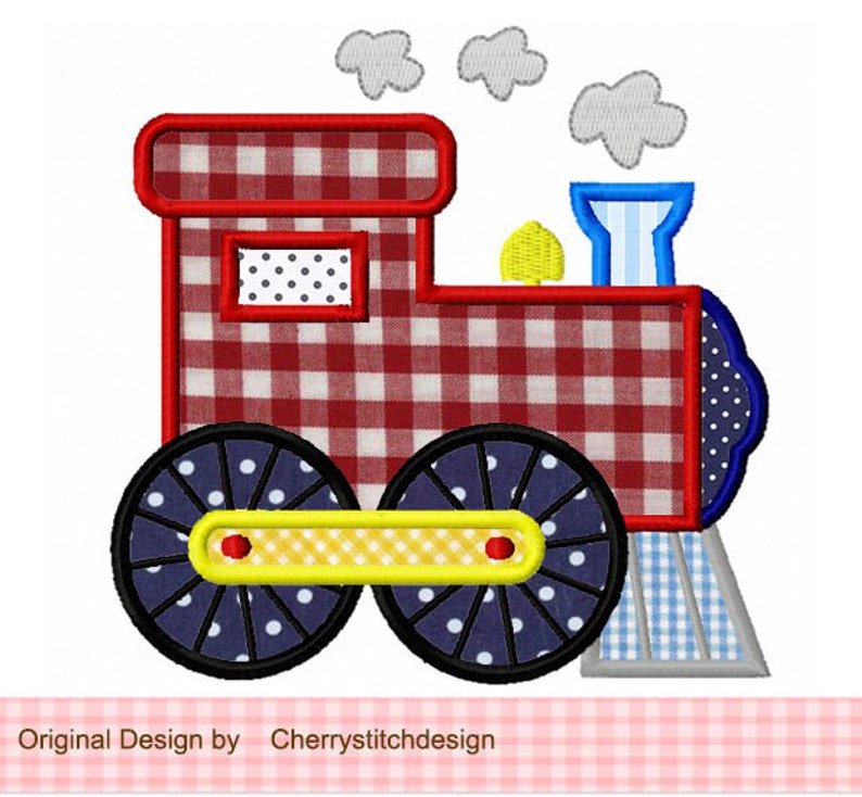 Train Transportation Machine Embroidery Applique Design image 1