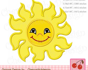 Sunshine embroidery Sun applique Summer Machine Applique