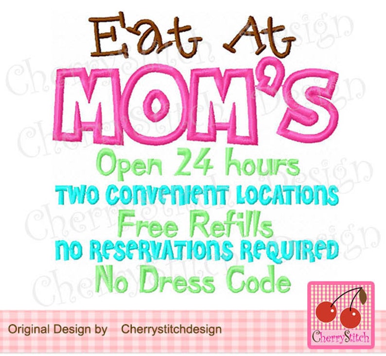 Mom embroidery eat at moms machine embroidery applique  etsy Mom embroidery eat at moms machine embroidery applique  etsy
