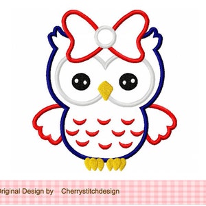 Embroidery design 4th of July owl Patriotic owl Machine Embroidery Applique Design 4x4 5x5 6x6 JULYO2 image 3