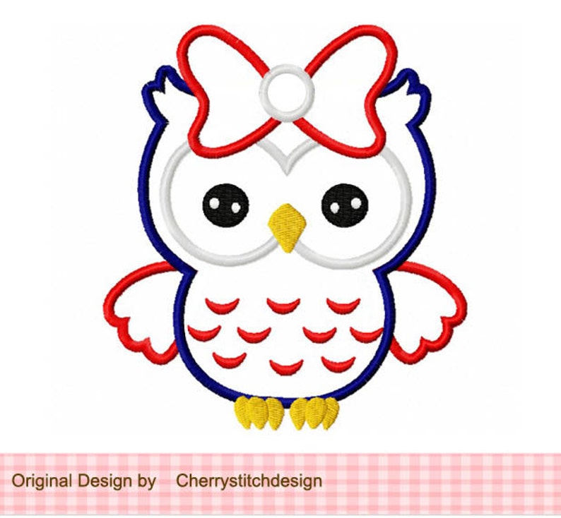 Embroidery design 4th of July owl Patriotic owl Machine Embroidery Applique Design 4x4 5x5 6x6 JULYO2 image 3