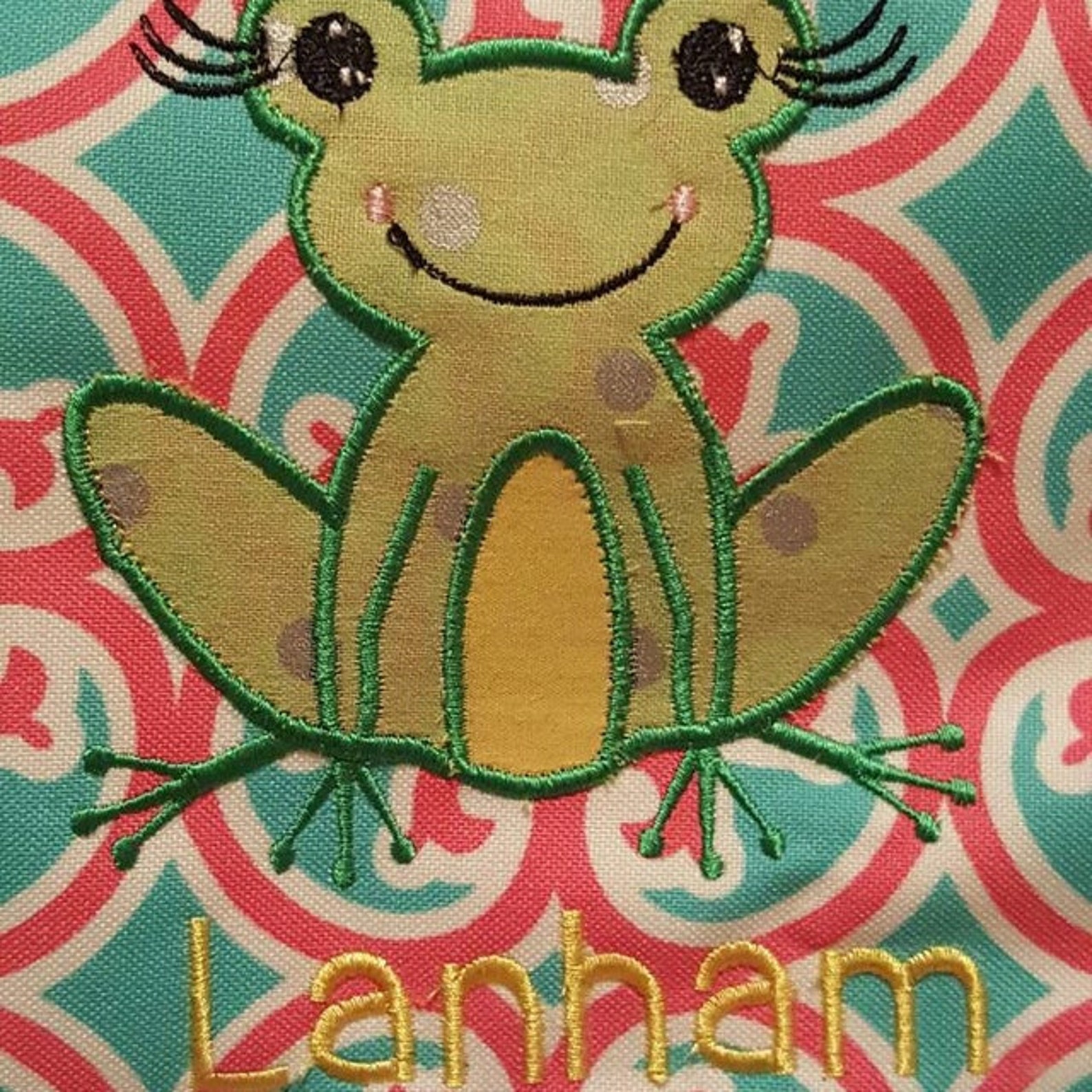 Frog Applique Girly Frog Embroidery Applique AN0016 4x4 5x5 Etsy