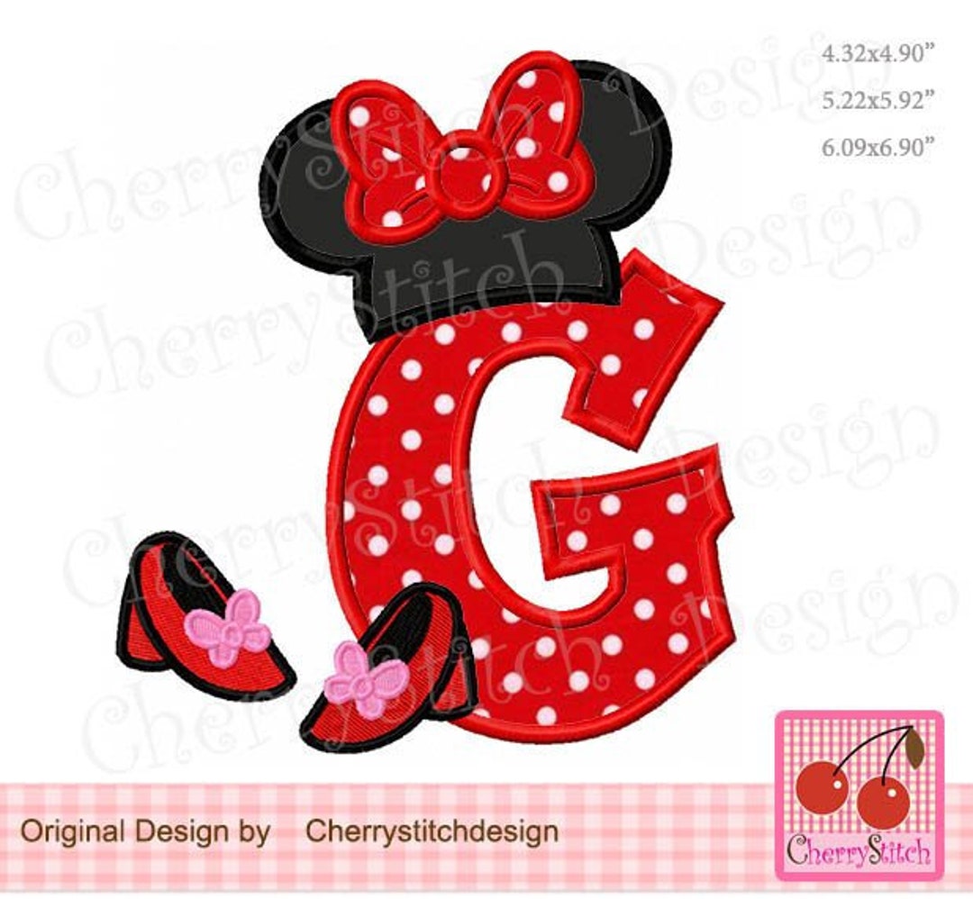 Minnie Mouse Monogram Letter G Embroidery Applique (digital Download ...