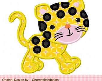 Leopard Animal Machine Embroidery Applique Design -4x4 5x5 6x6"