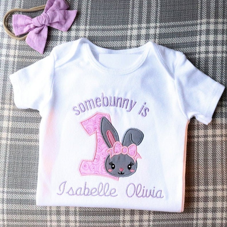 Easter Bunny number 1 Birthday Machine Embroidery Applique Design