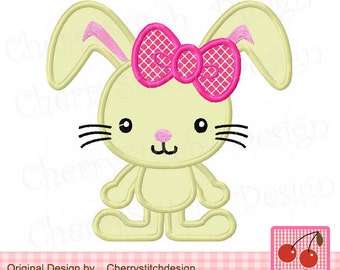 Bunny girl Easter Rabbit Machine Embroidery Applique Design -4x4 5x5 6x6"