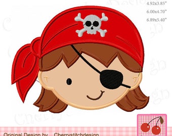 Pirate boy Machine Embroidery Applique Design BG0068 - for 4x4,5x7 and 6x10 hoop