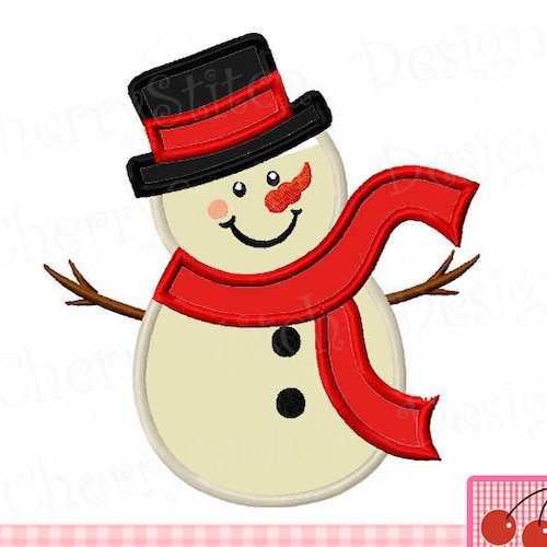 Snowman Applique Machine Embroidery Design Etsy