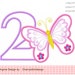 Butterfly Number 2 Birthday Number 2 Machine Embroidery Applique ...