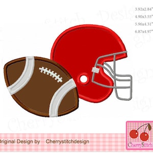 Football and Helmet Back to School Embroidery Sports School Machine Applique