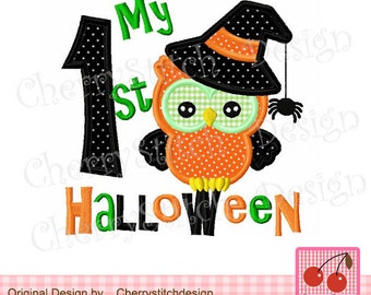My 1st Halloween,Halloween owl Machine Embroidery Applique Design