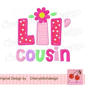 Lil' Cousin Machine Embroidery Applique Design for girls