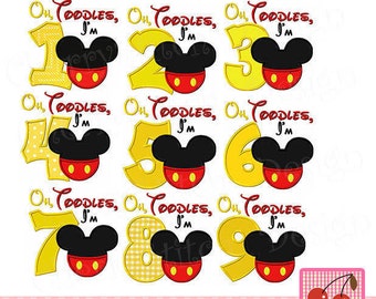 Oh Toodles Embroidery, Mickey Numbers Birthday Embroidery applique bundle