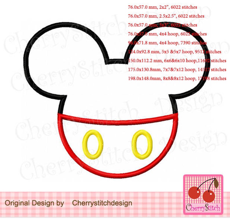 Embroidery Mickey Machine Embroidery Applique Design image 2