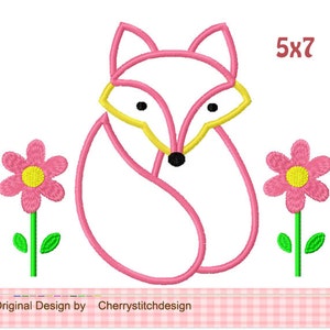 Fox Applique Animal Machine Embroidery Design image 4