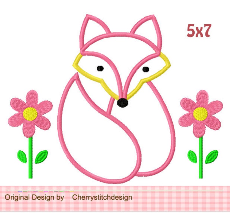 Fox Applique Animal Machine Embroidery Design image 4