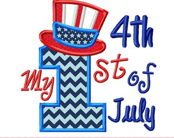 My 1st 4th of July Applique Machine Embroidery Design (4x4, 5x7, 6x10 Hoop)