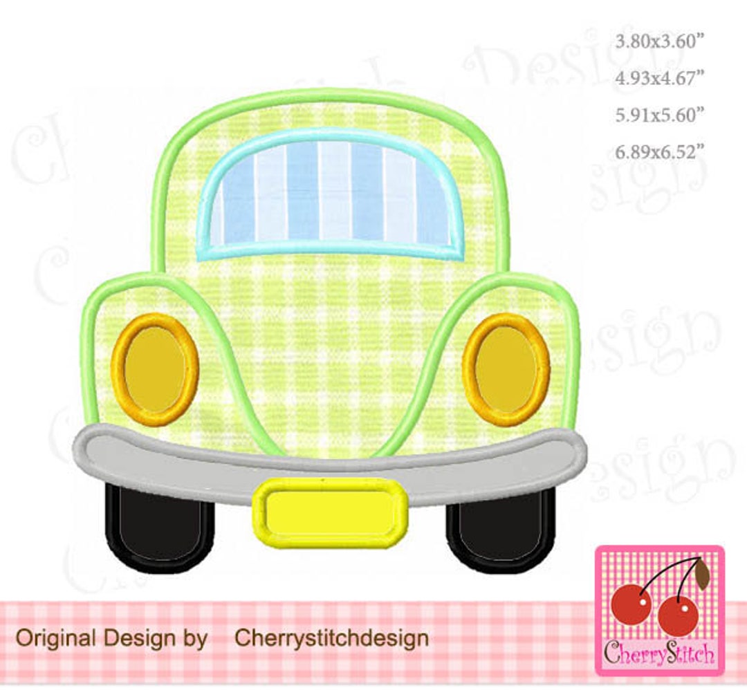 Summer Love Bug Car Machine Embroidery Applique Design for 4x4 5x7 6x10