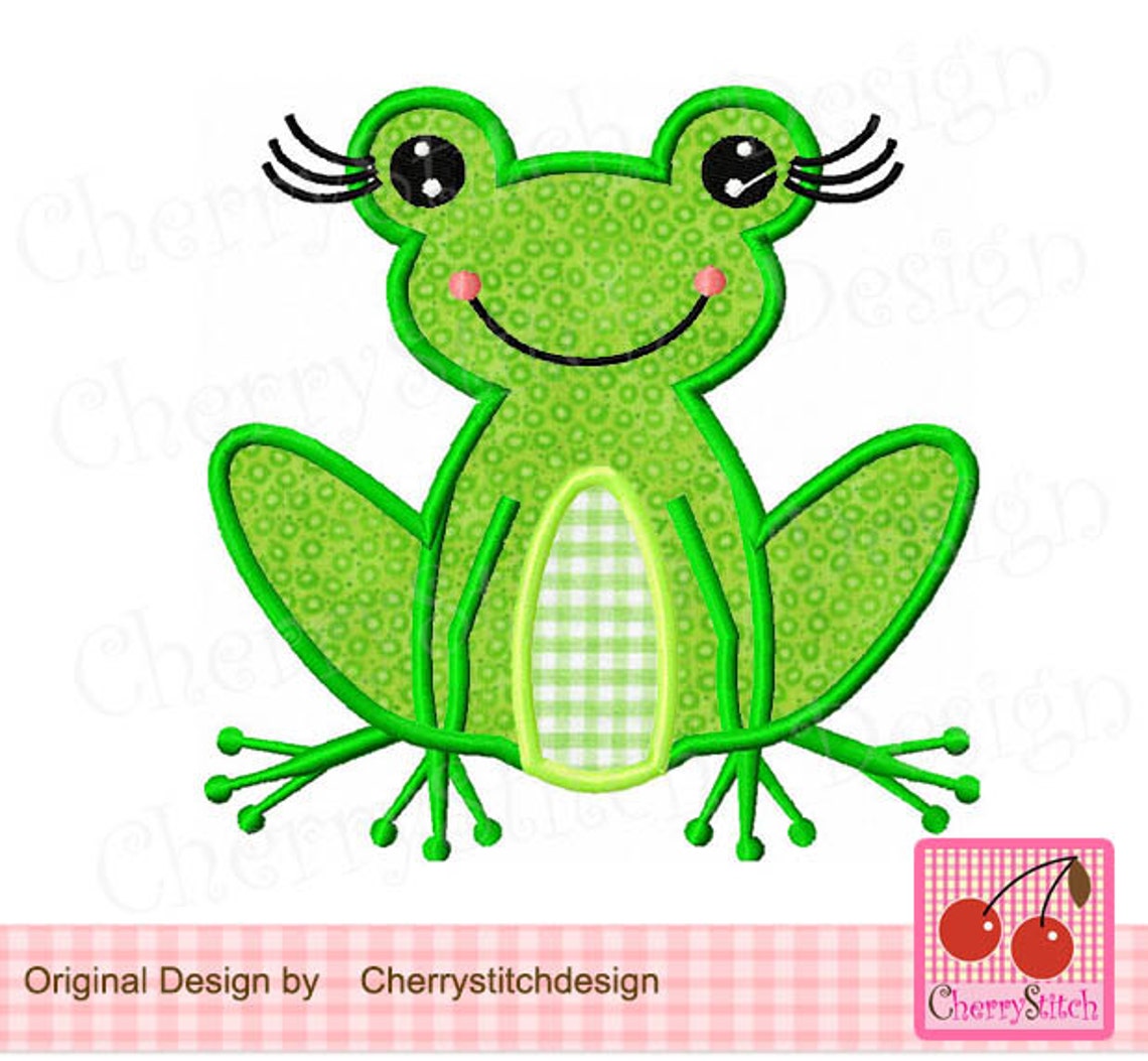 Frog Applique Girly Frog Embroidery Applique AN0016 4x4 5x5 Etsy