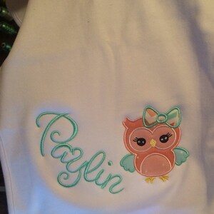 Owl with bow Machine Embroidery Applique Design image 10