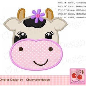 Cow with flower Machine Embroidery Applique Design