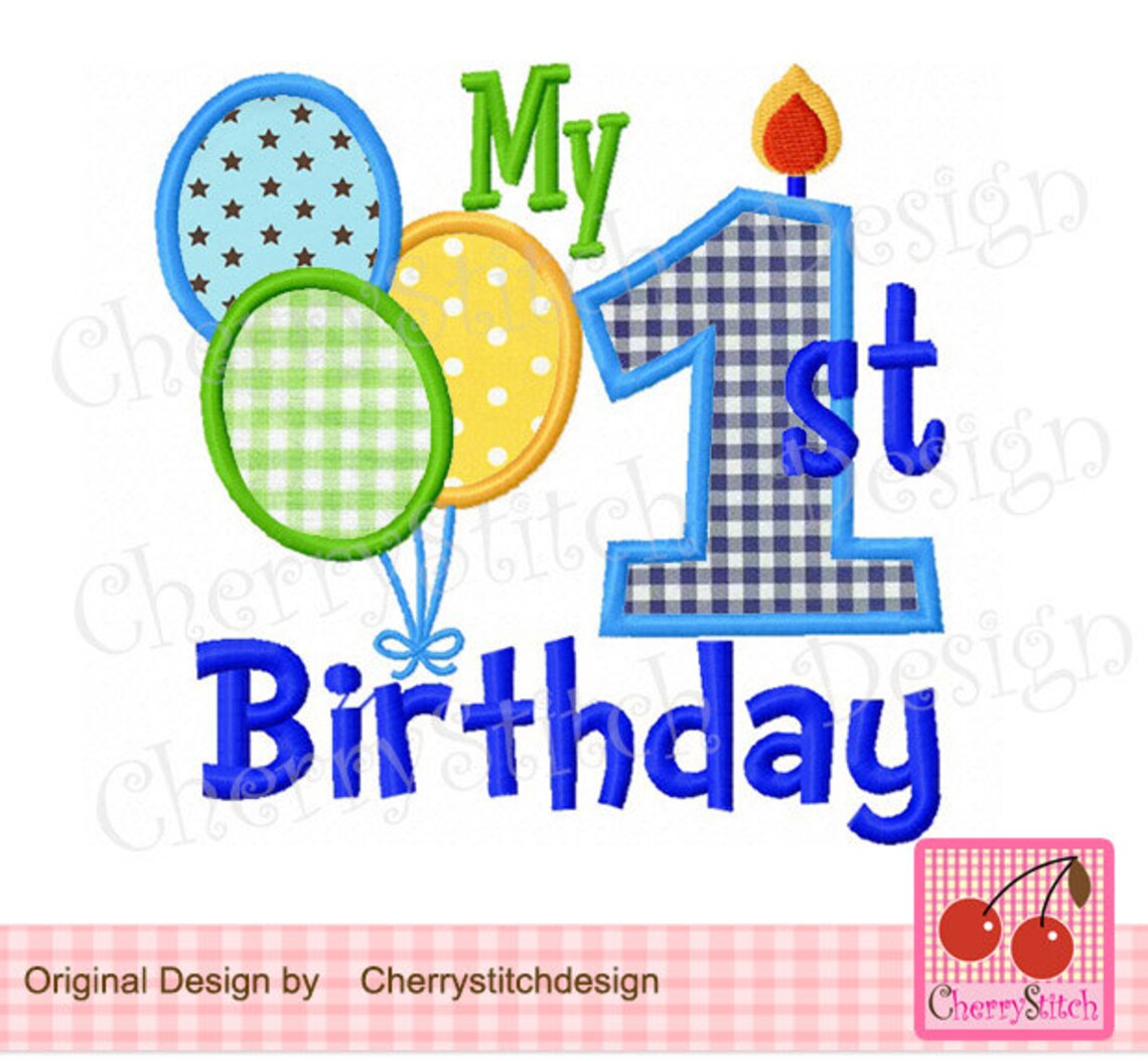 1st Birthday Balloons Number 1 Machine Embroidery Applique - Etsy