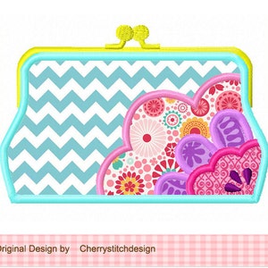 Flower Purse Machine Embroidery Applique