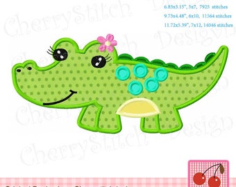 Alligator applique animal machine embroidery