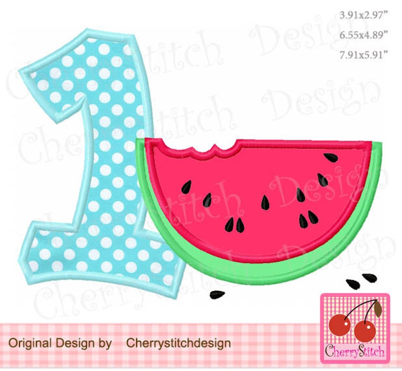 Watermelon Number 1 Summer Fruit Machine Embroidery Applique - Etsy