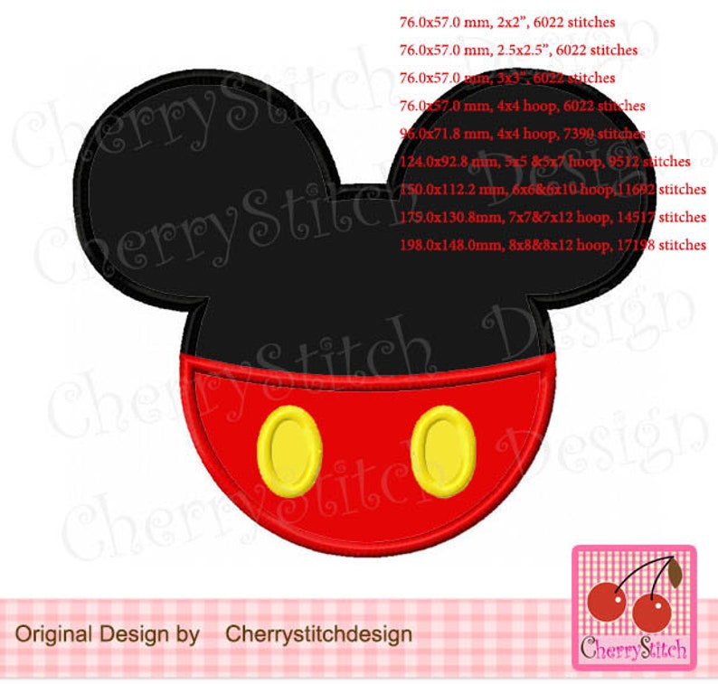 Embroidery Mickey Machine Embroidery Applique Design image 1