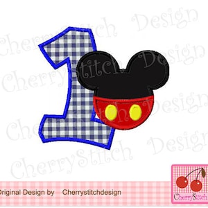 Mickey Number 1 Mickey Birthday Machine Embroidery Applique