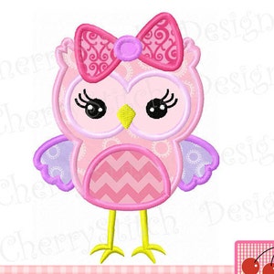 Embroidery design Owl girly owl Machine Embroidery Applique AN0003 - 4x4 5x5 6X6"