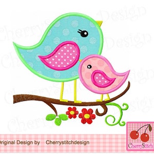 Birds Spring Machine Embroidery Applique Design AN0009 -for 4x4 5x5 6x6"