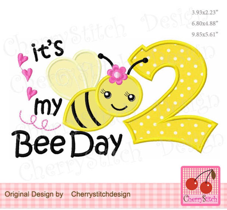 Bumble Bee It's My Bee Day Birthday Number 2 Machine Etsy