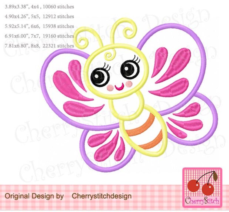 Embroidery design Butterfly girly butterfly Machine Embroidery Applique BD001
