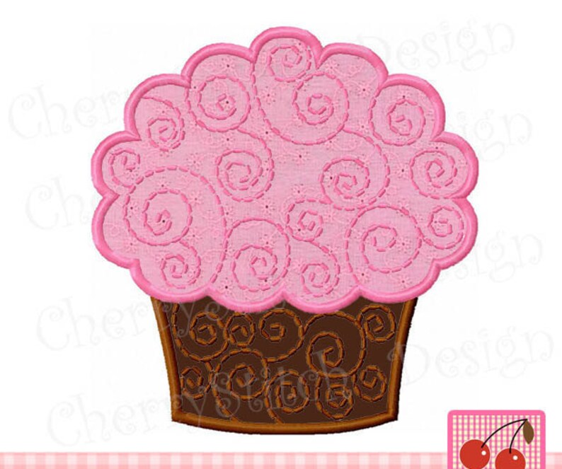 Cupcakeswirly Cupcake Digital Applique Cupcake Embroidery Etsy