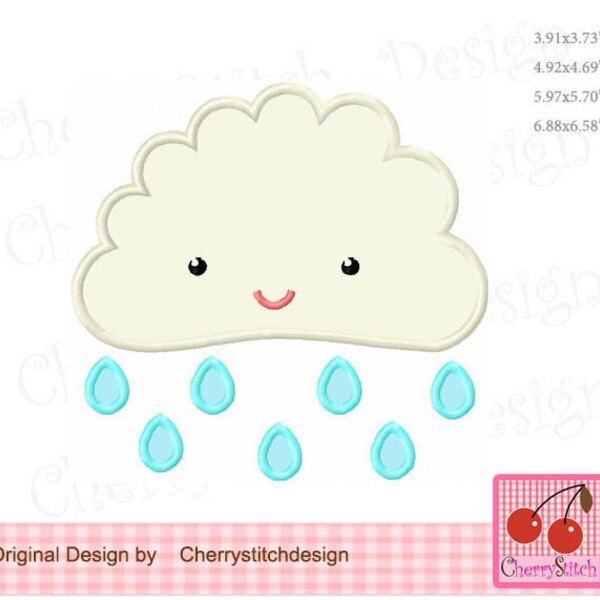 Rain Cloud Applique Etsy