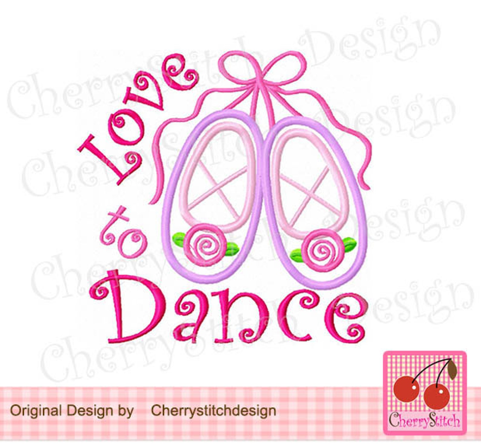 ballet slippers, love dance embroidery applique design -4x4 5x5 6x6