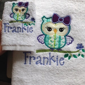 Owl applique Girly owl Machine Embroidery Applique image 3