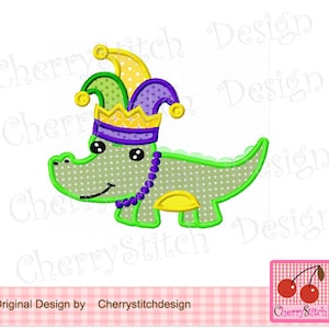 Mardi Gras Embroidery Gator Machine Embroidery Applique