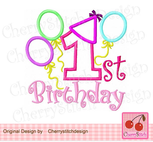 1st Birthdaynumber 1 Machine Embroidery Applique Design 4x4 | Etsy